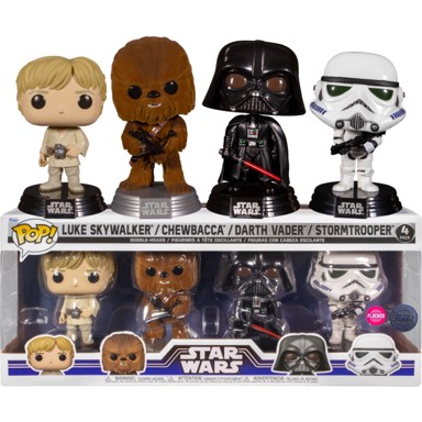 FUNKO POP! Figura Star Wars Luke Skywalker / Chewbacca / Darth Vader / Stormtrooper, 4 kom, baršunasta verzija