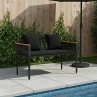 Vanjska klupa s jastukom 117x54x74,5 cm, crna