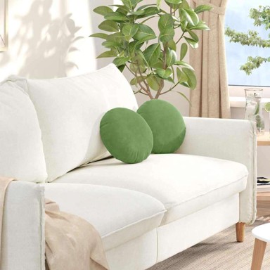 Jastučići za sjedenje 2 kom Ø40x13 cm od baršuna, svijetlo zeleni