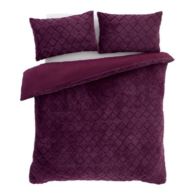 CATHERINE LANSFIELD Posteljina Cosy Diamond od mikropliša za krevet za jednu osobu 135x200 cm Bordo