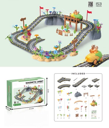 Svjetleća magnetska trkaća staza za automobile 1 vozilo 153 elementa