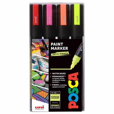 UNI marker PC-5M POSCA, set 4 kom, neon