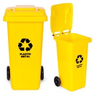 NORTHIX Kanta za otpad, 120 L, žuta, HDPE, s gumenim kotačima