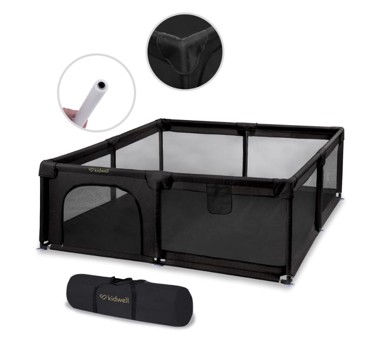 KIDWELL Vrtić za igranje FANKO 180x200 cm, crni