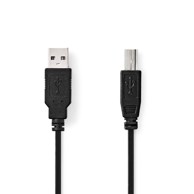 NEDIS USB kabel USB 2.0 USB-A muški USB-B muški 10 W 480 Mbps niklani 5,00 m okrugli PVC crni etiketa