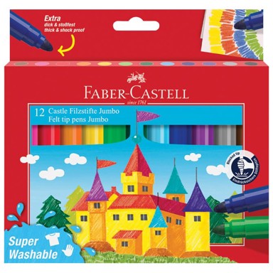 FABER-CASTELL Školski flomaster Jumbo kratki, 12 boja, blister