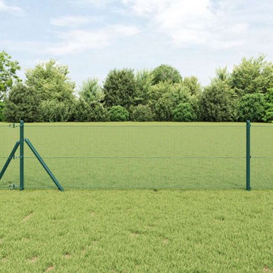 Zavarena mrežasta ograda, s 13 stupova, 0.4x50 m, čelik, zelena