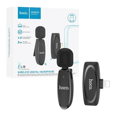 HOCO Mikrofon L15 Crystal, bežični, s Lightning konektorom, Lavalier, za iPhone
