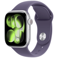 APPLE Watch Series 11, 42mm, srebrna, ljubičasta silikonska narukvica, M/L
