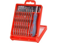 EXTOL PREMIUM Urarski set odvijača s bitovima 32 kom, magnetski nastavak 115 mm, pinceta, CrV