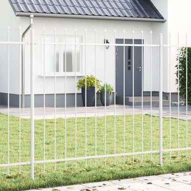 Ograde za vrt s vrhom u obliku koplja 3.4x1.5 m čelik, bijela