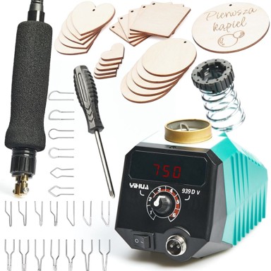 YIHUA Pirograf za drvo 939D-V + set ljepenki za pirograf 4 u 1, 20 kom.
