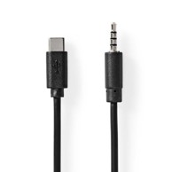 NEDIS USB C adapter USB 2 0 USB C muški 3 5 mm muški 1 00 m okrugli niklani PVC crni kutija