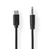 NEDIS USB C adapter USB 2 0 USB C muški 3 5 mm muški 1 00 m okrugli niklani PVC crni kutija