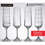 Set čaša Marta Dekor šampanjac 4/1, 205 ml