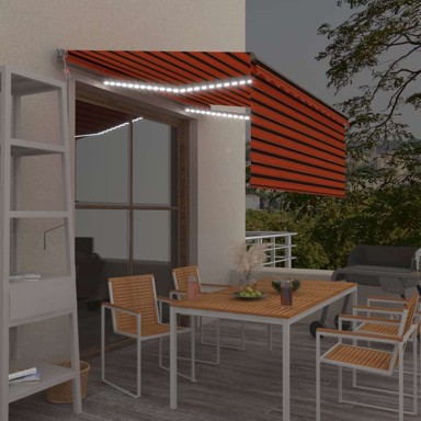 Automatska tenda s LED rasvjetom i senzorom vjetra, 3.5 x 2.5 m, narančasto-smeđa