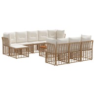 Set vanjskih sofa, 11 kom, poliester, sa stolom, prirodno-kremasto bijela