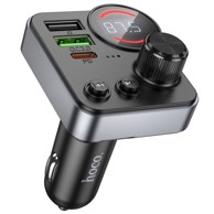 HOCO E86 Bluetooth FM transmiter s auto punjačem 2× USB/USB-C QC PD 48 W, crni