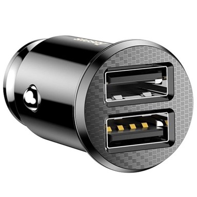BASEUS Auto punjač grain 2x USB 5V 3.1A crni