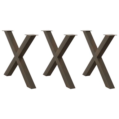 Noge za blagovaonski stol u obliku slova x od čelika, 3 kom, 90 x (72-73) cm, prirodna