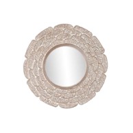 DKD HOME DECOR Zidno ogledalo 90x1. 5x90 cm (90 dijelova) indijsko decapé, bijelo prirodno