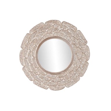 DKD HOME DECOR Zidno ogledalo 90x1. 5x90 cm (90 dijelova) indijsko decapé, bijelo prirodno