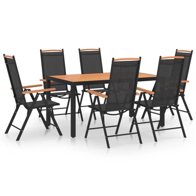 Vrtni blagovaonski set, 7-dijelni, aluminij, crni