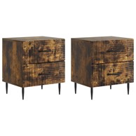 Noćni ormar s ladicama, 2 kom, 43 x 34,5 x 47,5 cm, dimljeni hrast