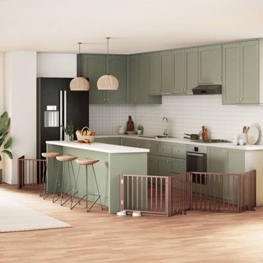 Vrata za pse s vratašcima 6 panela sklopiva 480 cm drvo topole