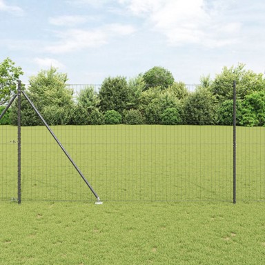 Euro ograda s 7 šiljatih postova 1,5x10 m galvanizirani čelik, sivi 