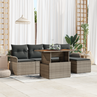 6-dijelni set sofa za dvorište s jastučićima, poli-ratan siva