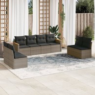 8-dijelni set vrtnih sofa od poliratana s jastucima sivi
