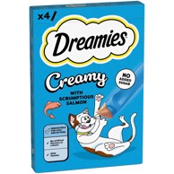 DREAMIES Kremasta poslastica za mačke Creamy s lososom, 4 × 10 g
