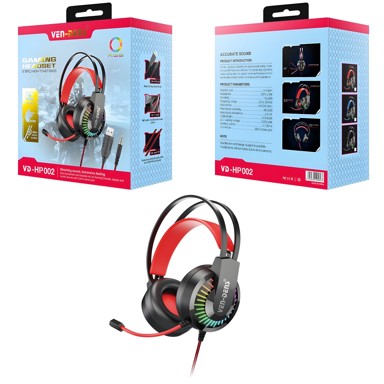 VEN-DENS Gaming slušalice s mikrofonom KP34848, crno-crvene