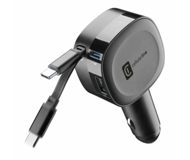 CELLULARLINE Auto punjač Roller 60 W USB-C CBRROLL2USB60WK, crni