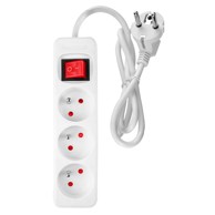 NEO TOOLS Produžni kabel, 3 Schuko utičnice, prekidač, 1,5 m, bijeli