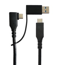 USB 3.2 Gen 1 kabel USB-C pod kutom–A muški/C ženski adapter na C muški, 1 m, aluminijski