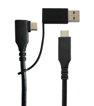 USB 3.2 Gen 1 kabel USB-C pod kutom–A muški/C ženski adapter na C muški, 1 m, aluminijski