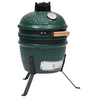 KAMADO Roštilj s pušnicom 2-u-1 keramički 56 cm zeleni