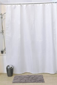 TENDANCE Zavjesa za kadu + 12 PP kukica 180 x 200 cm poliester, bijela