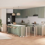 Vrata za pse s vratašcima 9 panela sklopiva 450 cm drvo topole 50 x 90 x 2 cm, prirodna