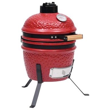 KAMADO Keramički roštilj s pušnicom 2-u-1, 56 cm, crveni