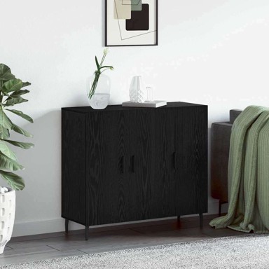 Sideboard s pohranom s vratima, 90x34x80 cm, konstruirano drvo, crna