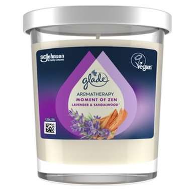 GLADE Aromatherapy, mirisna svijeća, Moment of Zen, lavandin i sandalovina, 170 g