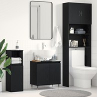 Kupaonski K kabinet, 58x33x60 cm, crni hrst, konstruirano drvo