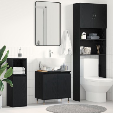 Kupaonski K kabinet, 58x33x60 cm, crni hrst, konstruirano drvo