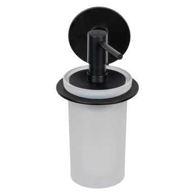 WENKO Mat crni stakleni samoljepljiv dozator sapuna 150 ml Bivio