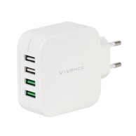 VIVANCO Adapter 37564, 4.8A USBX4 (2X 1A, 2X 2.4A), bijeli