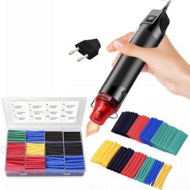 ROSFIX Set mini vrućeg zraka, 300 W, termoskupljajuće cijevi 850 kom, 12 veličina