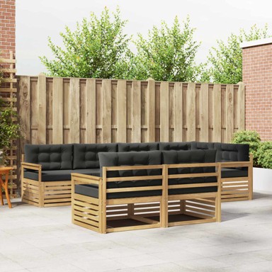 Set vanjskih sofa 7-dijelni s jastukom, poliester, bijela/antracit